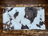 Adult Brown and Cream Cowhide Minky on Minky Blanket