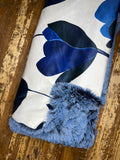 Toddler Blue Blooms Minky Fur Blanket