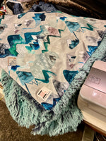 Toddler Teal Mountains Minky Fur Blanket