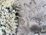 Adult Silver Minky on Fur Blanket