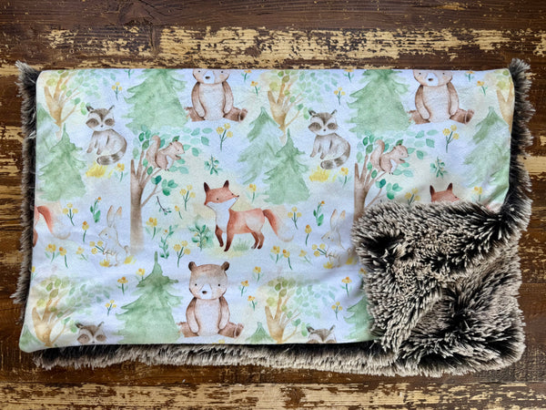 Mini Baby Woodland Animal Minky Fur Blanket