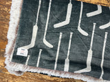 Adult Grey Hockey Sticks Minky Fur Blanket