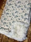 Adult Blue Floral Fur Blanket