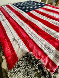 Adult American Flag Minky Fur Blanket