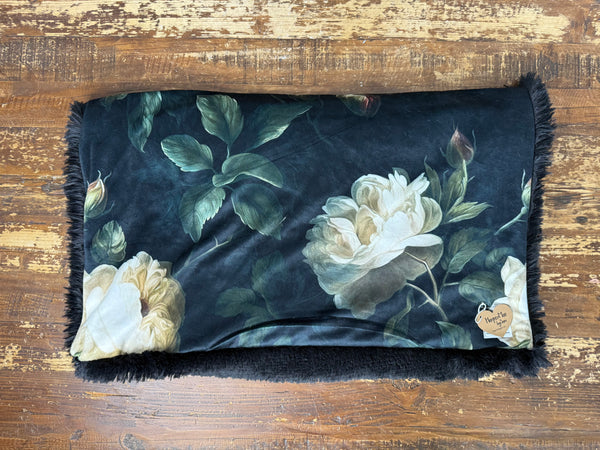 Mini Baby White Roses Minky Fur Blanket