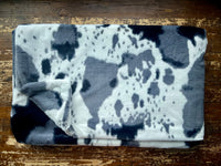 Adult Black and Silver Cowhide Minky on Minky Blanket