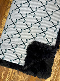 Adult Grey Stripes Hockey Sticks Minky Fur Blanket
