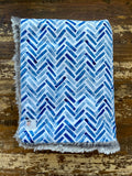 Mini Baby Blue Herringbone Minky Fur Blanket