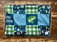 Gone Fishing Minky Fur Car seat Blanket