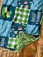 Gone Fishing Minky Fur Car seat Blanket