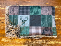 Adult Green Deer Hunting Minky Fur Blanket