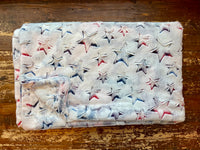 Adult Red White and Blue Stars Minky on Minky Blanket