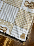 Mini Baby Teddy Bear Minky Fur Blanket