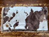 Adult Brown and Cream Cowhide Minky on Fur Blanket