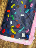 Adult Pink Legos Minky Fur Blanket