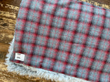 Toddler Grey and Red Plaid Flannel Fur Blanket