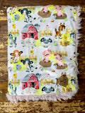 Mini Baby Farm Animals Minky Fur Blanket
