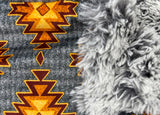Adult Grey and Orange Aztec Minky Fur Blanket