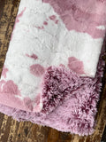 Adult Pink Cowhide Minky on Fur Blanket