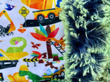 Toddler Dinosaur and Trucks Minky Fur Blanket