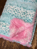 Adult Teal Fawn Minky Fur Blanket