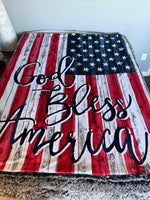 Adult God Bless America Minky Fur Blanket