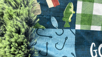 Gone Fishing Minky Fur Car seat Blanket