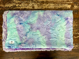 Adult Teal and Purple Buttefly Minky on Fur Blanket