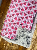 Adult Smile Hearts Minky Fur Blanket