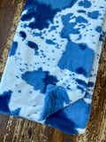 Adult Blue Cowhide Minky on Minky Blanket