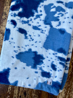 Adult Blue Cowhide Minky on Minky Blanket