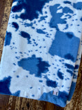 Adult Blue Cowhide Minky on Minky Blanket