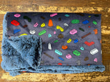 Adult Blue Legos Minky Fur Blanket