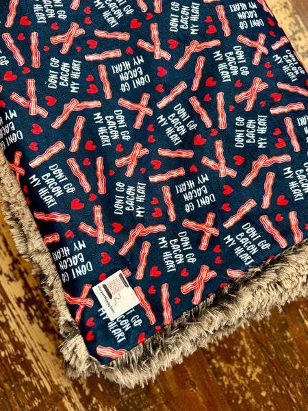 Adult Minky Don’t go Bacon my Heart Fur Blanket