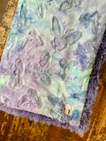 Adult Teal and Purple Buttefly Minky on Fur Blanket