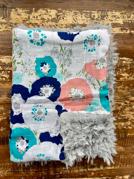 Embrace Cotton Floral Fur Car Seat Blanket