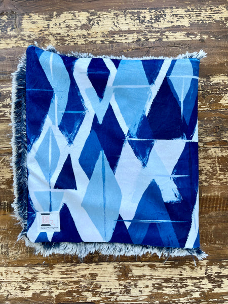 Blue Minky Fur Car seat Blanket