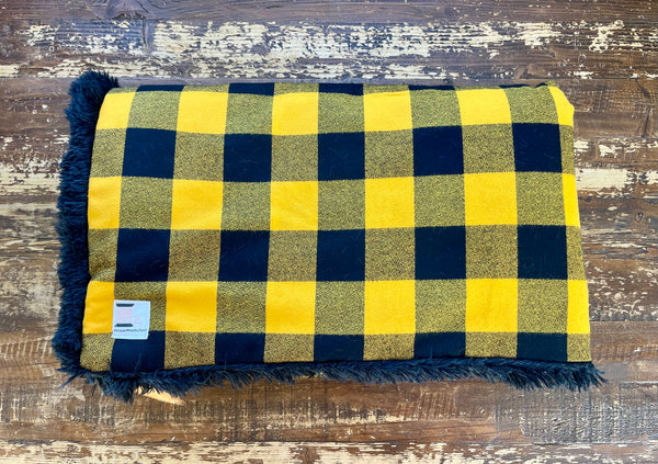 Baby Yellow and Black Plaid Fur Blanket