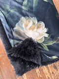 Mini Baby White Roses Minky Fur Blanket