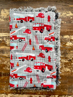 Flannel Fur Firetruck Car Seat Blanket