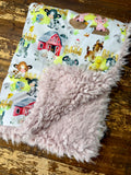 Mini Baby Farm Animals Minky Fur Blanket