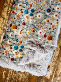 Adult Floral Minky Fur Blanket