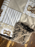 Mini Baby Teddy Bear Minky Fur Blanket