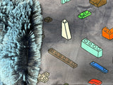 Adult Blue Legos Minky Fur Blanket