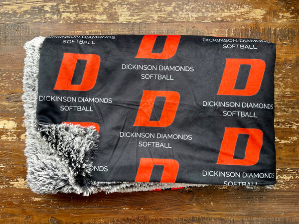 Adult Dickinson Softball Minky Fur Blanket