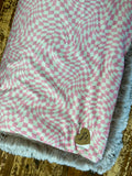 Adult Pink Checkered Minky Fur Blanket