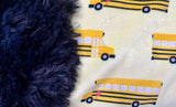 Toddler Yellow Bus Minky Fur Blanket