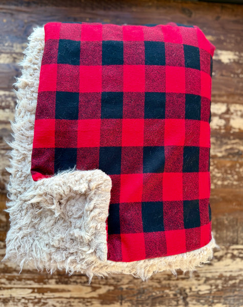 Adult Flannel Classic Buffalo Fur Blanket
