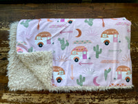 Adult Pink Camper Minky Fur Blanket