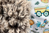 Toddler Construction Animals Minky Fur Blanket